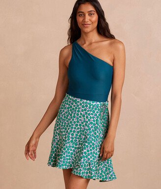 The Silky Luxe Short Beach to Brunch Wrap Skirt - Summer Sprig in Seagreen