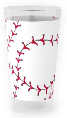 Outdoor Pint Glasses: Baseball Seams - White Outdoor Pint Glass, Red