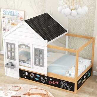 GEROJO Twin Size House Shaped Canopy Bed with Roof and Window