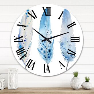 Designart 'Blue Boho Feathers II' Lake House wall clock