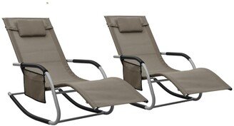 Sun Loungers 2 pcs Textilene Taupe and Gray