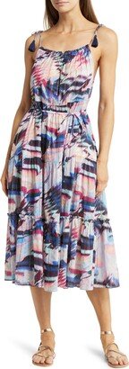 Change of Scenery Marja Metallic Stripe Cover-Up Midi Sundress