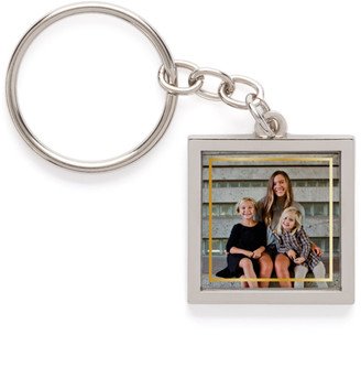 Key Rings: Simple Border Pewter Key Ring, Yellow