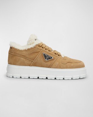 Suede Shearling Platform Sneakers-AA