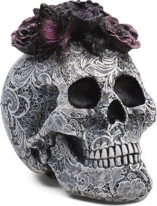 8in Resin Flower Skull
