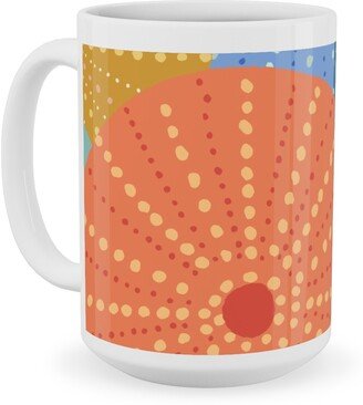 Mugs: Colorful Sea Urchins Ceramic Mug, White, 15Oz, Multicolor