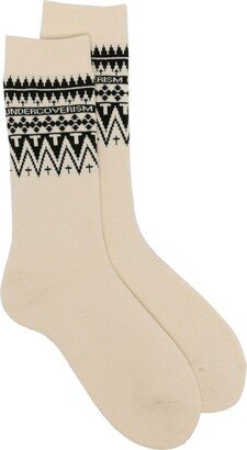 Fair-Isle Intarsia-Knit Socks