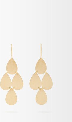 Brushed 18kt Gold Chandelier Earrings