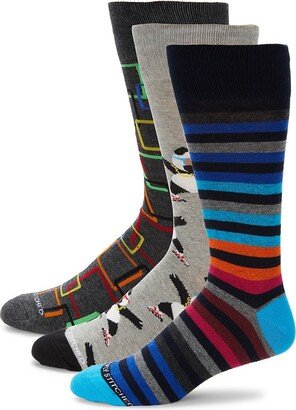 Unsimply Stitched 3-Piece Striped Crew Socks