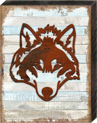 Rustic Wolf Face Wooden Block