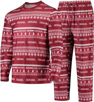 Men's Concepts Sport Crimson Indiana Hoosiers Ugly Sweater Long Sleeve T-shirt and Pants Sleep Set