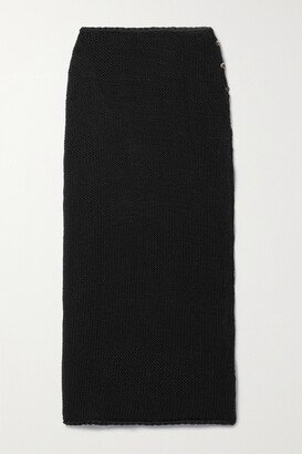 Serafina Open-knit Cotton-blend Midi Skirt - Black