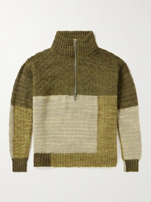 Karu Research + Throwing Fits Patchwork Knitted Half-Zip Sweater