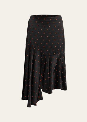 Asymmetric Patterned Midi Skirt