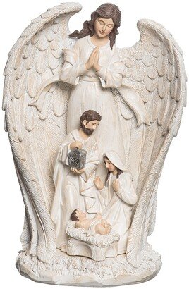 Angel With Holy Family Decor - White