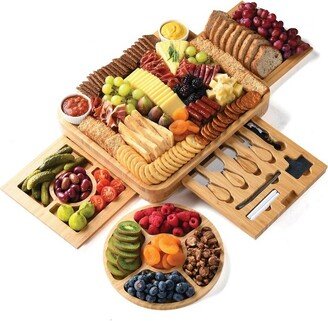 Wooden Charcuterie Board Set with Serving Utensils and Charcuterie Tray - Cutting Board and Cheese Board for Wine Night, Parties - Homeitusa