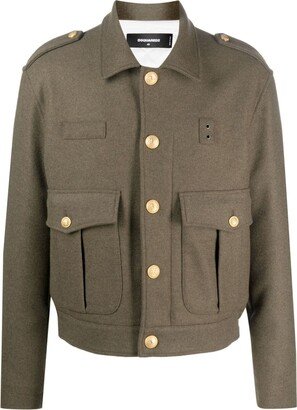 Wool-Blend Military Jacket