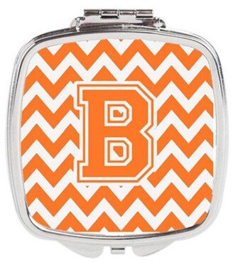 CJ1046-BSCM Letter B Chevron Orange & White Compact Mirror