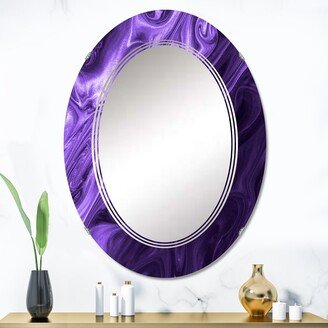 Designart 'Ultra Violet Liquid Art Waves' Printed Modern Wall Mirror