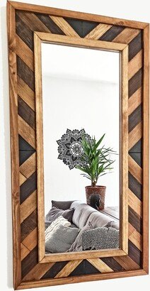 Wooden Wall Decor| Mirror Wood Wall Art Frame| Aztec Hanging| Wood Mirror| Frame Large Wedding Gift