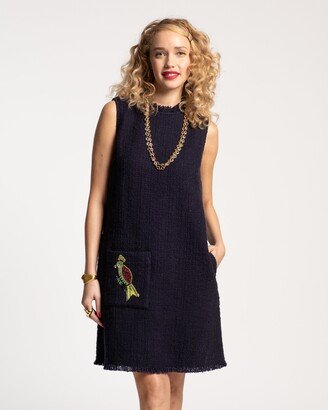 Twiggy Fringe Dress Cotton Boucle Navy