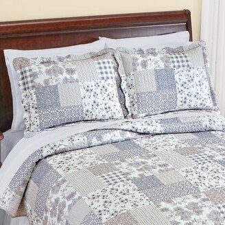 Collections Etc Natalie Grey Patchwork Scalloped Edge Pillow Sham