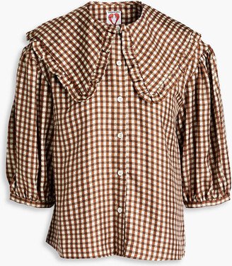 Aldrich ruffle-trimmed gingham silk-twill blouse