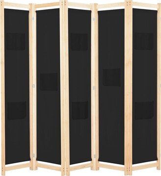 Global Pronex 5-Panel Room Divider Black 78.7x66.9x1.6 Fabric