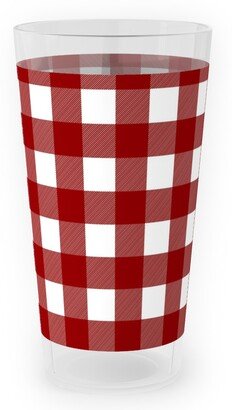 Outdoor Pint Glasses: Traditional Red Buffalo Plaid Outdoor Pint Glass, Red