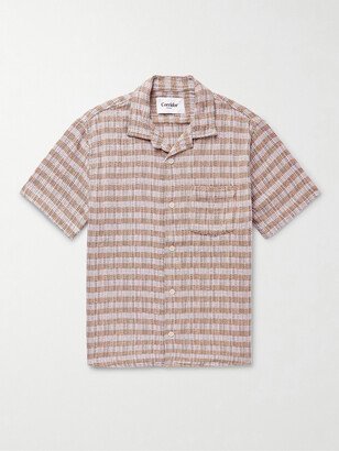 Corridor Camp-Collar Striped Cotton-Blend Jacquard Shirt