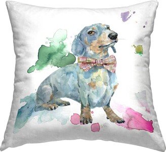 Stupell Dachshund Wearing Bowtie Printed Throw Pillow by Livi and Finn