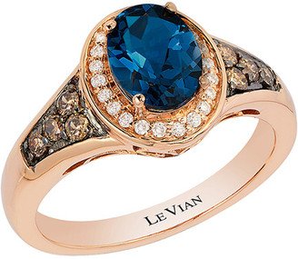 14K Rose Gold 1.79 Ct. Tw. Diamond & London Blue Topaz Ring