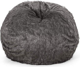 Schley 5 Foot Bean Bag - Short Faux Fur - Dark Grey/Light Grey