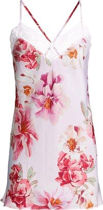 Phoebe Floral Satin Lace-Trim Chemise