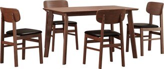 RASOO Vintage 5-Piece Dining Table Set with Retro Design Upholstered Chairs