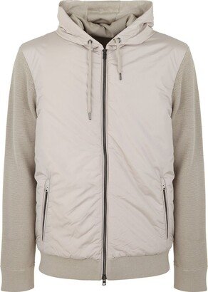 Panelled Hooded Bomber Jacket-AB