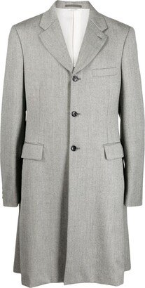 Draped Single-Breasted Wool Coat