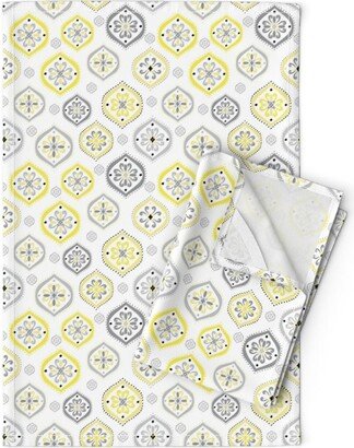 Gray & Yellow Tea Towels | Set Of 2 - Sunlight By Aliwilkinsondesigns 2021 Colors Geometric Linen Cotton Spoonflower