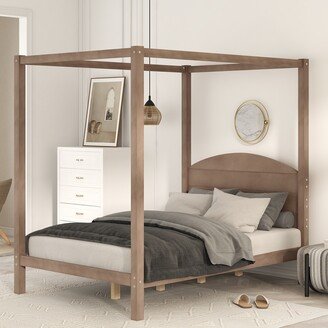 Nestfair Full Size Canopy Platform Bed with Headboard and Support Legs