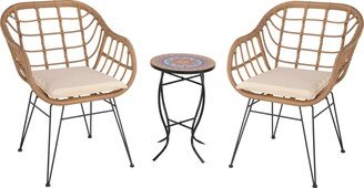 W Unlimited Faux Rattan Basket Chair set with Mosiac accent table - N/A-AA