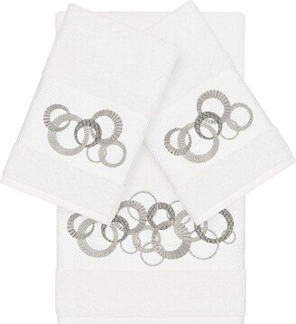 Turkish Cotton Annabelle 3Pc Embellished Bath & Hand Towel Set-AC