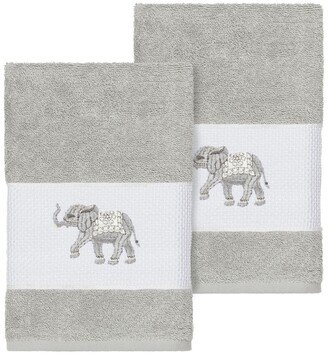 Quinn Embellished Hand Towel - Set of 2 - Light Grey