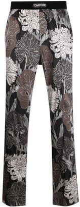 Abstract-Print Stretch-Silk Pajama Bottoms