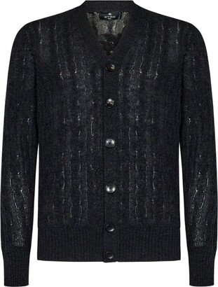 Pegaso Embroidered V-Neck Buttoned Cardigan