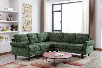 RASOO L-Shape Sectional Sofa Accent Living Room Sofa with Wood Legs-AA