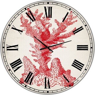 Designart Red Coral 1 Oversized Nautical & Coastal Wall Clock - 36 x 36