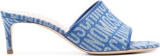 Logo-Pattern Heeled Mules