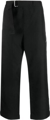 Black Cotton Cropped Trousers