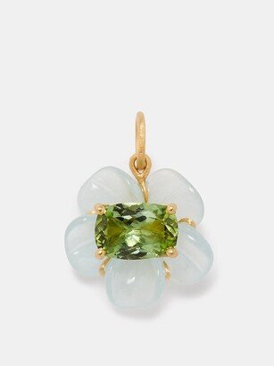 Tropical Flower Tourmaline & Aquamarine Charm