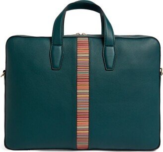 Leather Signature Stripe Briefcase